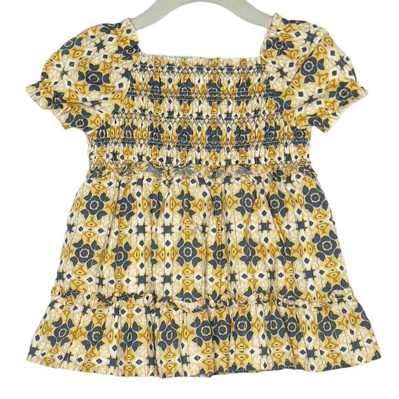 Rachel Zoe 2T Toddler Girls Smocked Dress Yellow Blue Floral - Picture 1 of 7